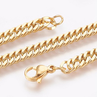 Ion Plating(IP) 304 Stainless Steel Curb Chain Bracelets BJEW-P235-13G-1