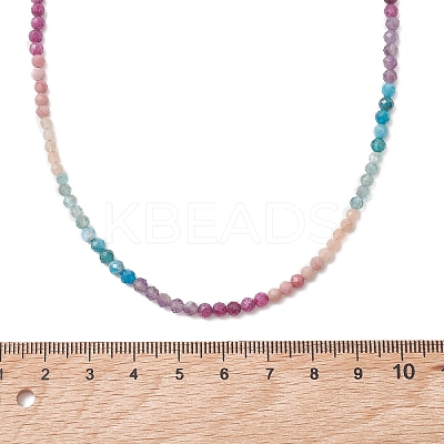 3.5MM Faceted Round Natural Rhodonite & Amethyst & Apatite & Sunstone & Ruby Beaded Necklaces NJEW-JN05973-1