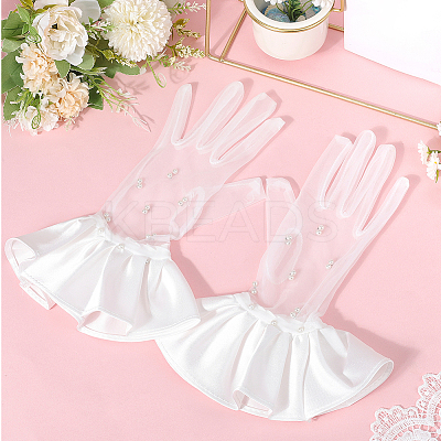 Polyester Bride's Lace Gloves AJEW-WH20120-23F-1
