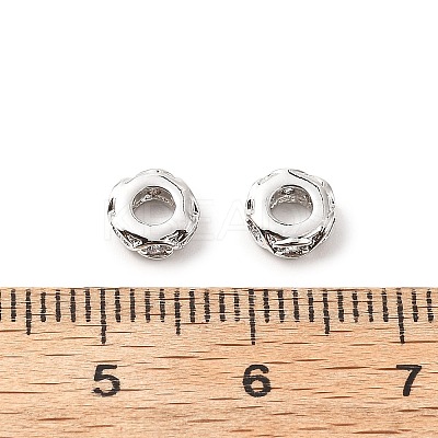 Flat Round Brass Micro Pave Clear Cubic Zirconia Spacer Beads KK-L237-016P-1