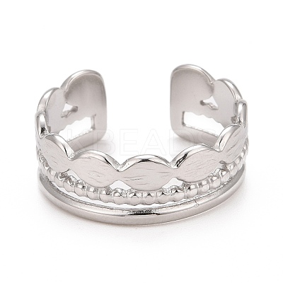 Non-Tarnish 304 Stainless Steel Oval Wrap Open Cuff Ring for Women RJEW-C025-11P-1