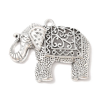 Tibetan Style Alloy Elephant Big Pendants TIBEP-Q043-280-RS-1