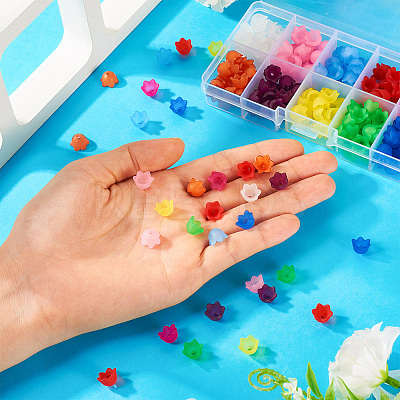 250Pcs 10 Colors Transparent Acrylic Bead Caps OACR-TA0003-21-1