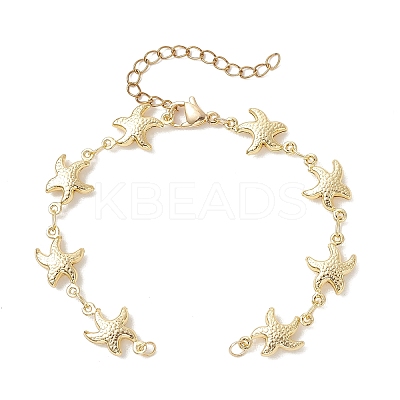 Ocean 304 Stainless Steel Starfish Link Chain Bracelet Making AJEW-JB01552-1