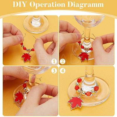Autumn Theme Glass Wine Glass Charms AJEW-BC00013-1