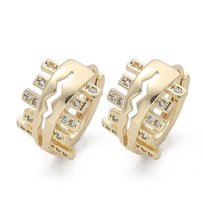 Brass Clear Cubic Zirconia Hoop Earrings EJEW-Q014-16G-1