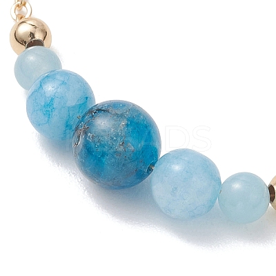 Natural Apatite Round Beads link Bracelets BJEW-JB13172-02-1