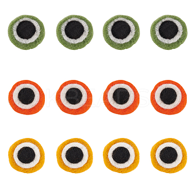12Pcs 3 Colors Wool Felt Craft Frog Eyes DIY-FG0004-14-1