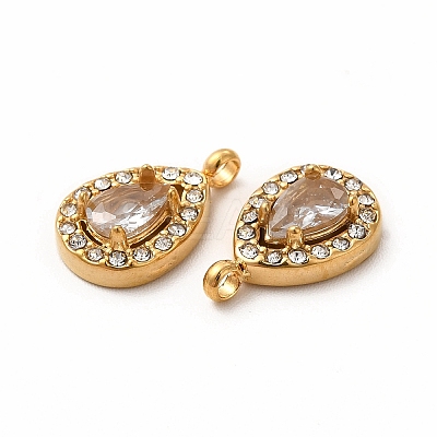 PVD Vacuum Plating 304 Stainless Steel Cubic Zirconia Pendants STAS-A076-01G-04-1