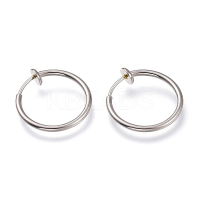 Tarnish Resistant 304 Stainless Steel Retractable Clip-on Hoop Earrings STAS-O135-01C-1
