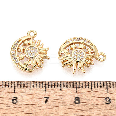 Brass Pave Clear Cubic Zirconia Pendants KK-T074-98G-1