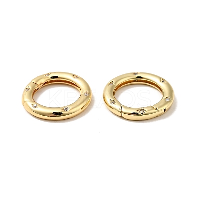 Brass Pave Clear Cubic Zirconia Spring Gate Rings X-KK-J301-15G-1