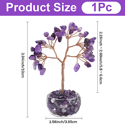 1Pc Natural Amethyst Chips Tree of Life Decorations DJEW-DJ0001-08B-1