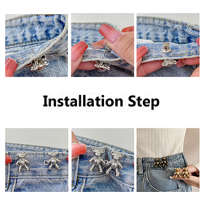 8Pcs 4 Style 4 Pointed Star & Bear Alloy Adjustable Jean Button Pins AJEW-DR0001-33-1