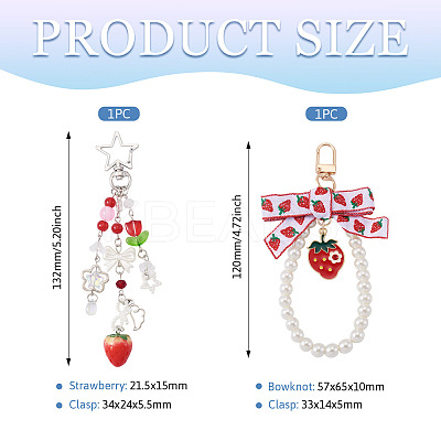 2Pc Strawberry Imitation Pearl and Acrylic Pendant Decorations HJEW-TA0001-38-1