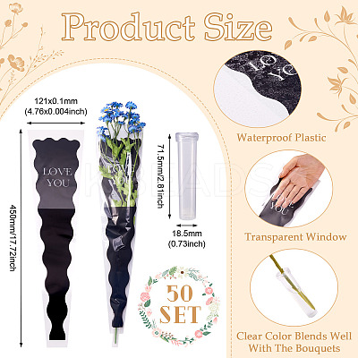 50Pcs OPP Flower Bouquet Wrapping Craft Paper DIY-TA0010-93B-1