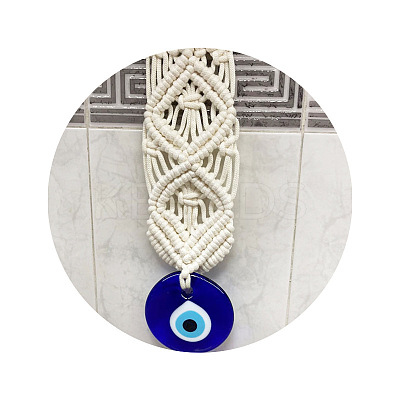 Cotton Cord Macrame Woven Wall Hanging EVIL-PW0002-19-1