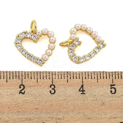 Heart Rack Plating Brass Micro Pave Cubic Zirconia Charms KK-U021-13A-G-1