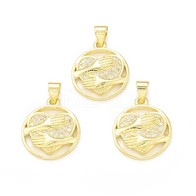 Rack Plating Brass Micro Pave Cubic Zirconia Pendants KK-C011-35G-1