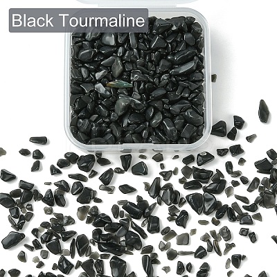 50G Natural Black Tourmaline Chip Beads G-YW0001-67-1
