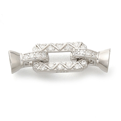 925 Sterling Silver Micro Pave Clear Cubic Zirconia Fold Over Clasps STER-U006-07P-1