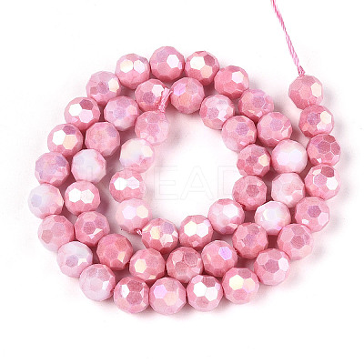 Anti-Tarnish Electroplate Glass Beads Strands EGLA-T021-8mm-15-03-1