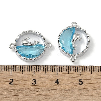 Brass Micro Pave Clear Cubic Zirconia Connector Charms KK-S367-17B-1