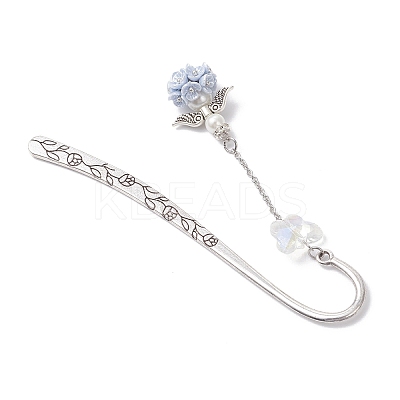 Tibetan Silver Alloy Hook Bookmark AJEW-JK00401-01-1