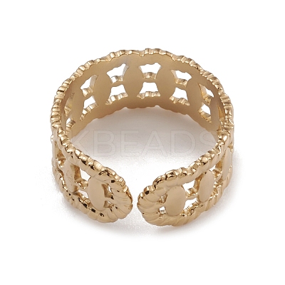 Ion Plating(IP) 304 Stainless Steel Horse Eye Open Cuff Rings for Women RJEW-G285-21G-1