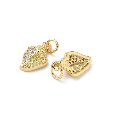 Brass Micro Pave Cubic Zirconia Charms KK-D502-26F-G-1