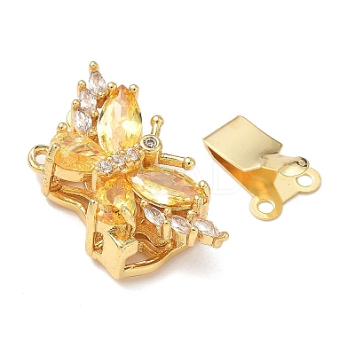 Brass Micro Pave Cubic Zirconia Butterfly Box Clasps KK-H526-12G-1