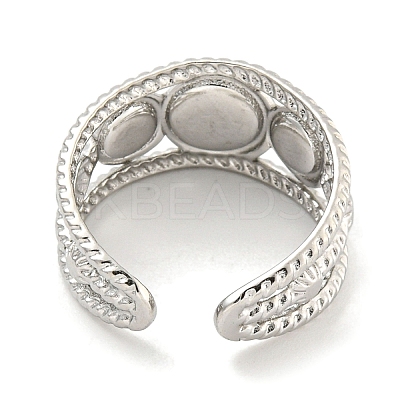304 Stainless Steel Synthetic Turquoise Cuff Rings G-Z056-06P-05-1