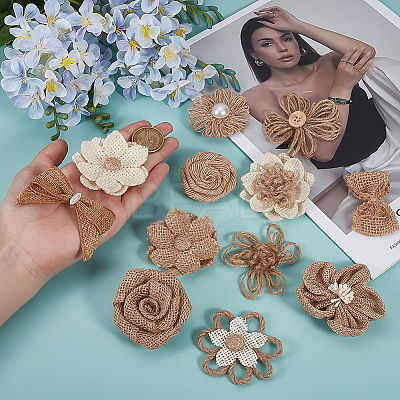 36Pcs 12 Styles Handmade Linen Ornament Accessories PATC-ME0001-12-1