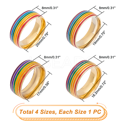 4Pcs 4 Style Pride Finger Rings RJEW-UN0001-21G-1