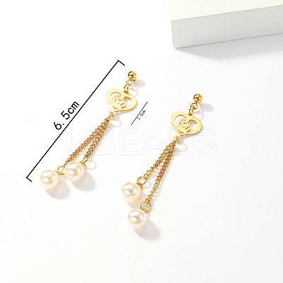 Retro Heart Tassel 201 Stainless Steel Stud Earrings LE0057-1