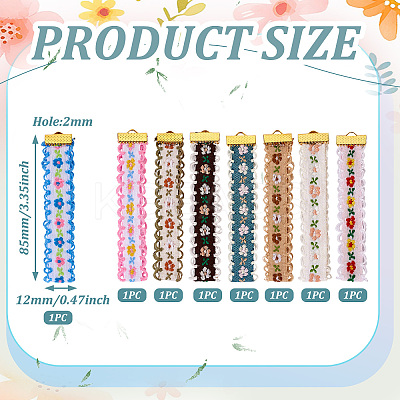 8Pcs 8 Colors  Ethnic Style Polyester Jacquard Flower Pendant Decorations FIND-TA0004-53-1