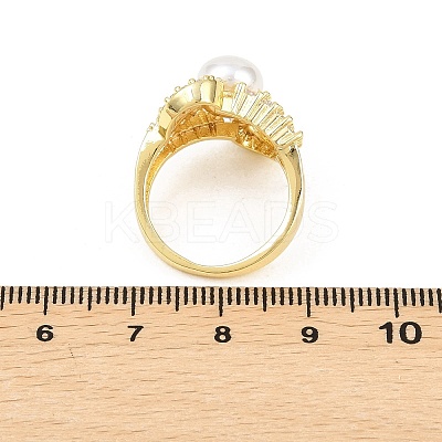 Brass Micro Pave Cubic Zirconia Finger Rings for Women RJEW-D340-02G-10-1