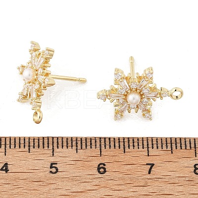 Brass Micro Pave Cubic Zirconia Stud Earring Findings KK-K371-34G-1