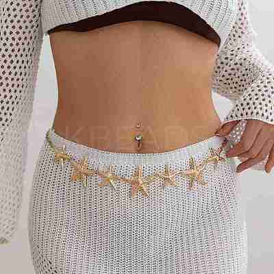 Alloy Starfish Chain Belts for Women NJEW-B120-02-1