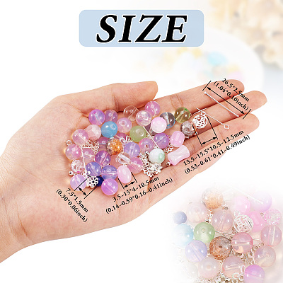 2 Sets 2 Styles DIY Lampwork Beads & Alloy Pendant & Link & Bead Caps Jewelry Findings Kits DIY-TA0011-61-1