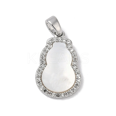 Brass with Shell and Cubic Zirconia Charms KK-Q030-07P-1