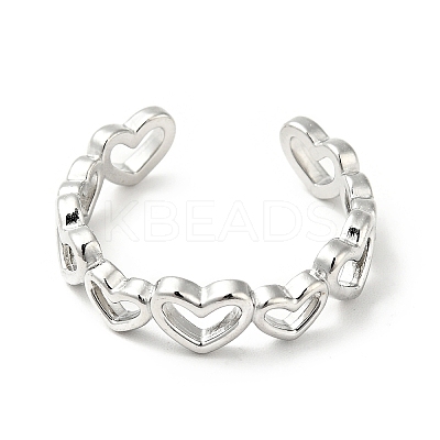 Non-Tarnish 304 Stainless Steel Heart Wrap Open Cuff Ring RJEW-C040-01P-1