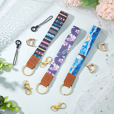 Printed Polyester Ribbon Wristlet Keychain KEYC-BC0001-03B-1