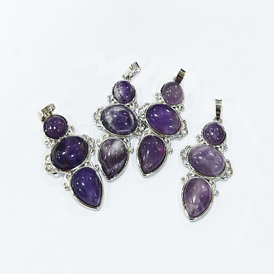 Natural Amethyst Pendants G-Q158-04A-1