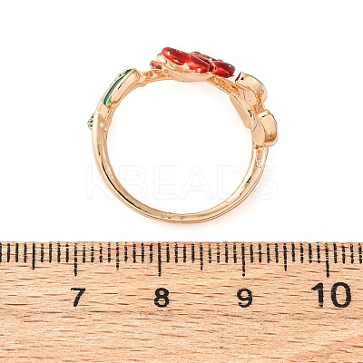 Zinc Alloy Enamel Open Cuff Rings for Women RJEW-U058-01G-1