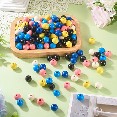 240Pcs 6 Colors Natural Wooden Beads WOOD-TA0002-74B-1