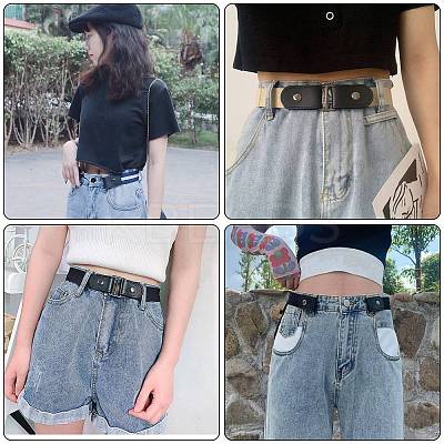 4Pcs 4 Style Unisex Adjustable No Buckle Imitation Leather Elastic Waist Belt AJEW-GF0003-27B-1