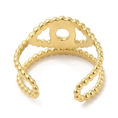 304 Stainless Steel Hollow Evil Eye Open Cuff Ring for Women RJEW-I098-09G-1