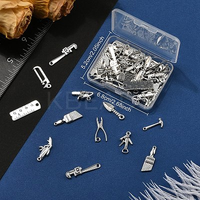 50Pcs 10 Styles Tibetan Style Alloy Pendants FIND-YW0007-18-1