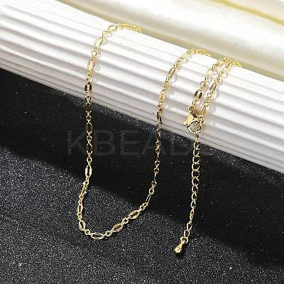 Rack Plating Brass Dapped Chain Necklaces for Women NJEW-H049-04G-1